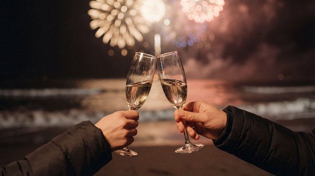 Brindis con champán en Nochevieja en Cantabria